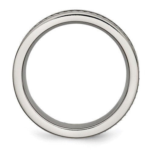 Titanium Sawtooth Design Flat Polished with Brushed Edge 8 mm Wedding Band - TB380 - View 2