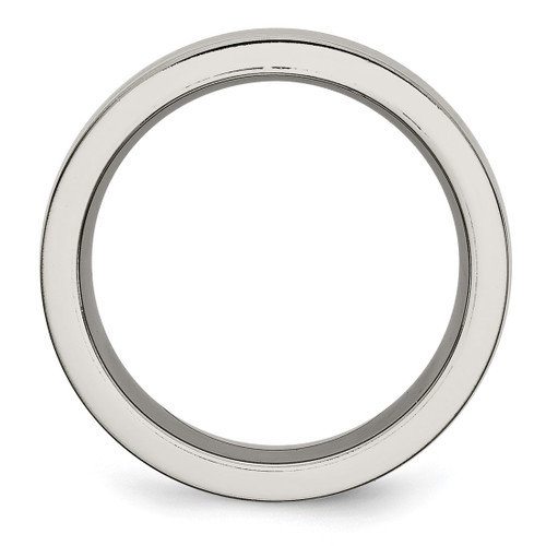 Titanium Base with Polished Black Ceramic Center Flat 8 mm Wedding Band - View 2
