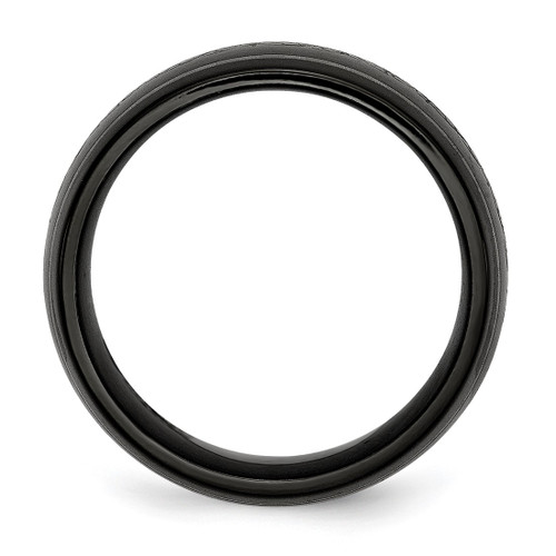 Titanium Black Ti Domed with Laser Pattern 10 mm Polished Wedding Band - View 2