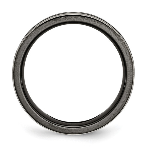 Titanium Black Ti with Grey Edges 6 mm Grooved and Polished Wedding Band - View 2