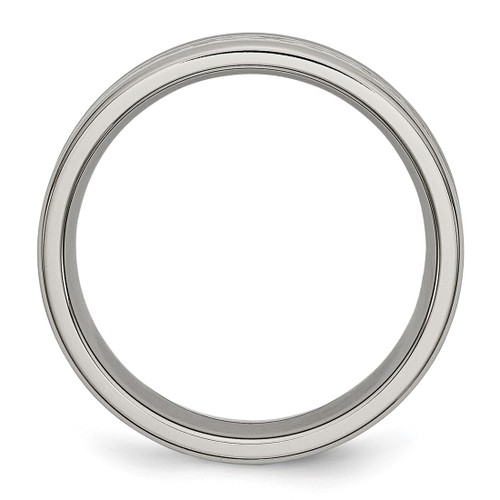Titanium Polished with Grey Carbon Fiber Inlay 6 mm Wedding Band - View 2