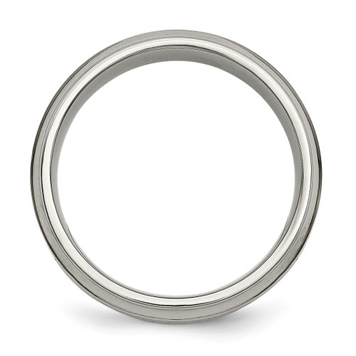 Chisel Titanium Polished 0.2ct Diamond Ridged Edge 7 mm Wedding Band, Flat - View 2