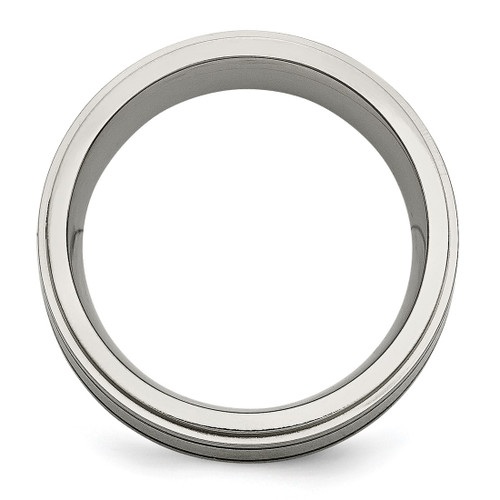 Chisel Titanium Brushed Polished and Enameled 0.25ct Diamond 9 mm Wedding Band, Flat - View 2