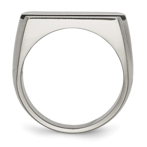 Titanium Grey Ti Brushed/Polished Blue Annodized Stripe Ring - View 2
