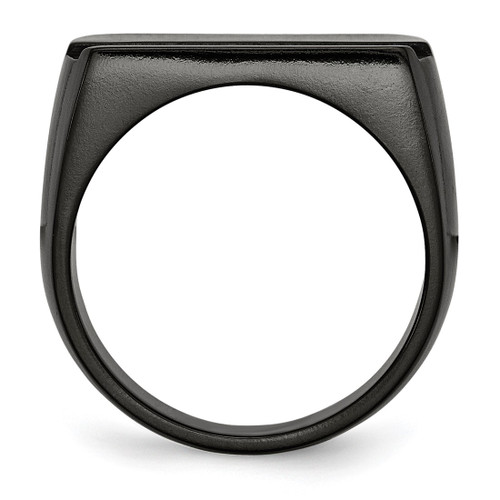 Titanium Black Ti Polished Blue Anodized Stripe Ring - View 2