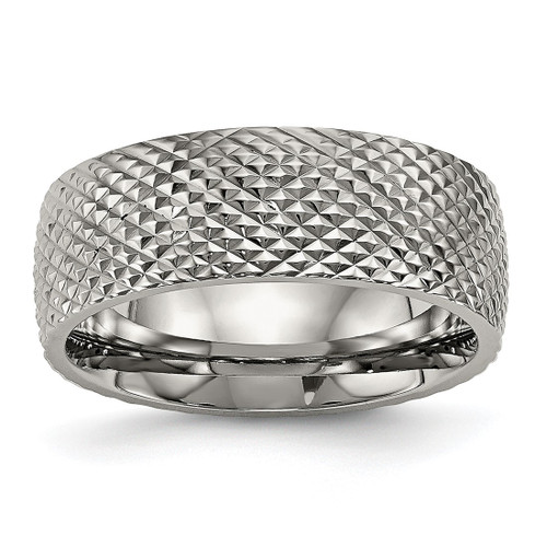 Chisel Titanium Polished and Textured 8 mm Wedding Band, Domed