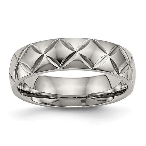 Titanium Polished Diamond Cut 6 mm Wedding Band