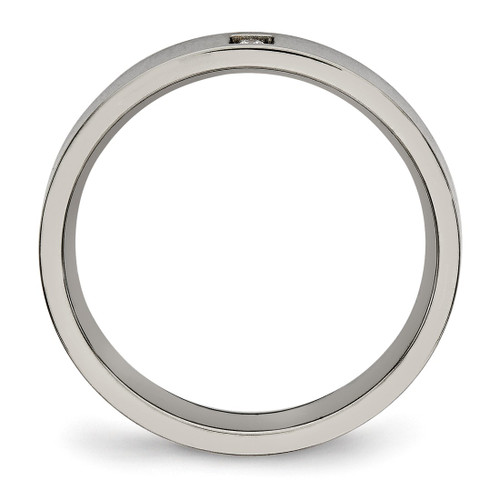Chisel Titanium Polished with Cubic Zirconia 4 mm Flat Comfort Fit Wedding Band - View 2
