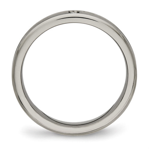 Titanium Polished with Cubic Zirconia 3.75 mm Grooved Comfort Fit Wedding Band - View 2