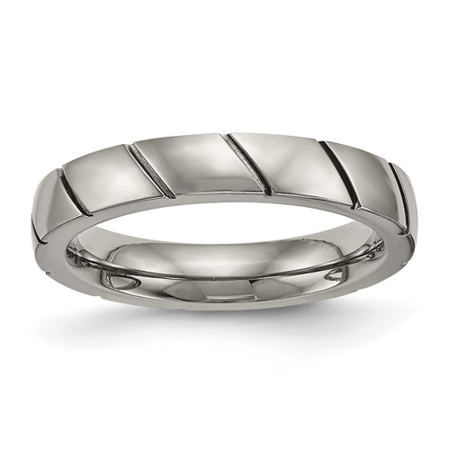 Titanium Polished 4 mm Grooved Wedding Band