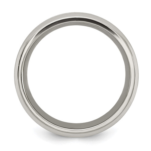 Chisel Titanium Brushed and Polished with Cubic Zirconia 8 mm Wedding Band - View 2