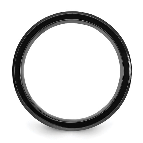 Chisel Titanium Black Ion-Plated Pink Mother of Pearl Inlay 8 mm Wedding Band, Flat - View 2