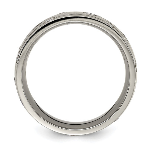 Chisel Titanium Brushed with Cubic Zirconia 8.00 mm Band Ring - View 2