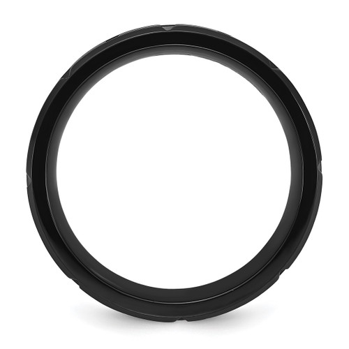 Chisel Titanium Brushed and Polished Black Ion-Plated Notched 8 mm Wedding Band - View 2