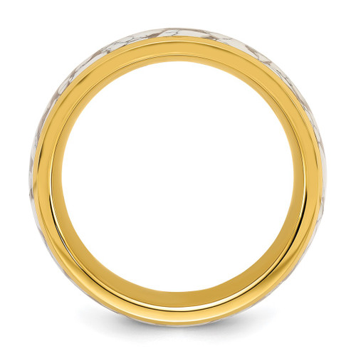 Chisel Titanium Polished Yellow Ion-Plated with Ceramic Fragments Inlay 8 mm Wedding Band - View 2