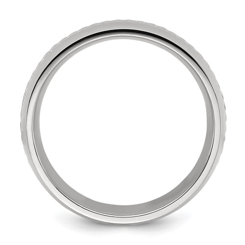 Chisel Titanium Polished with Curb Chain Inlay 7 mm Wedding Band - View 2