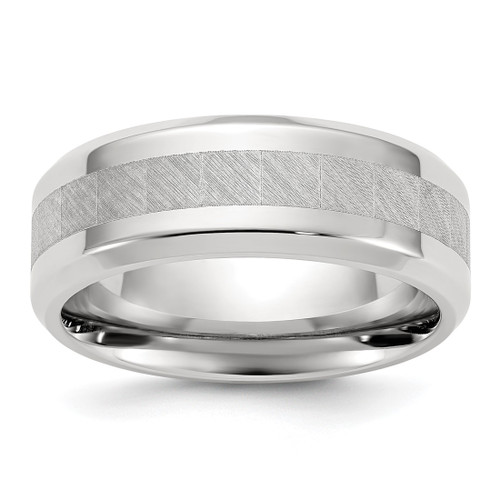 Chisel Titanium Polished with Brushed Center 8 mm Wedding Band, Domed