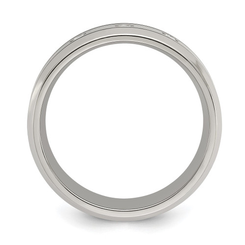 Chisel Titanium Polished with Cubic Zirconia 8 mm Band Ring - View 2