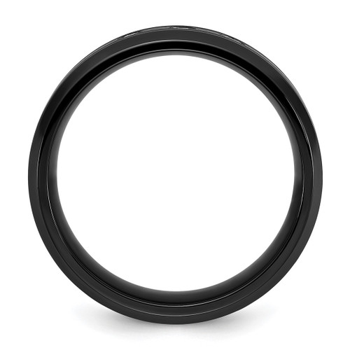 Chisel Titanium Polished Black Ion-Plated Cubic Zirconia 8 mm Band Ring - View 2