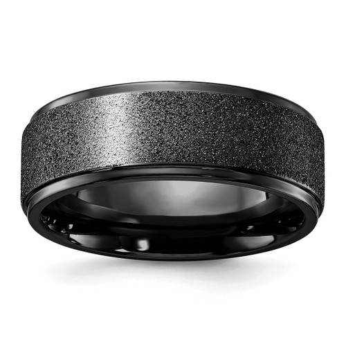 Chisel Titanium Polished Laser-Cut Center Black Ion-Plated 8 mm Wedding Band