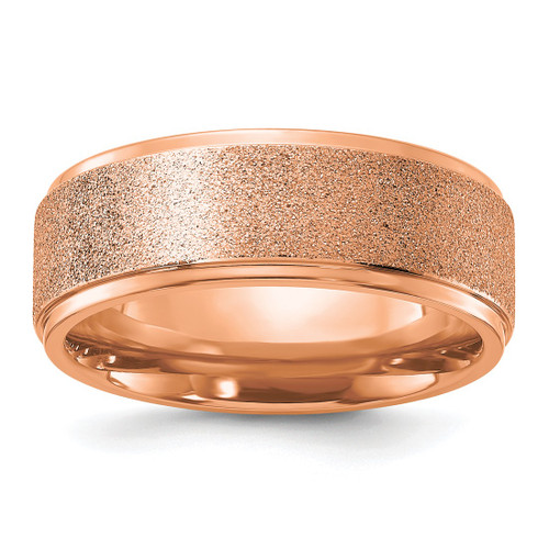 Chisel Titanium Polished Laser-Cut Center Rose Ion-Plated 8 mm Wedding Band