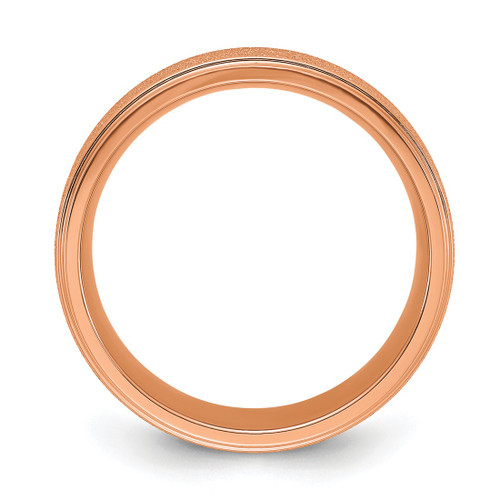 Chisel Titanium Polished Laser-Cut Center Rose Ion-Plated 8 mm Wedding Band - View 2