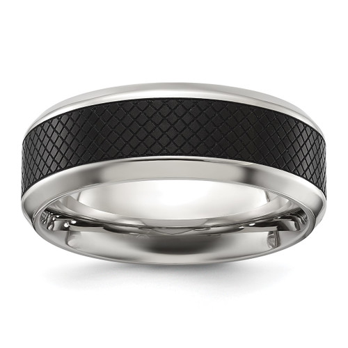 Chisel Titanium Polished Black Ion-Plated Textured Center 8 mm Wedding Band