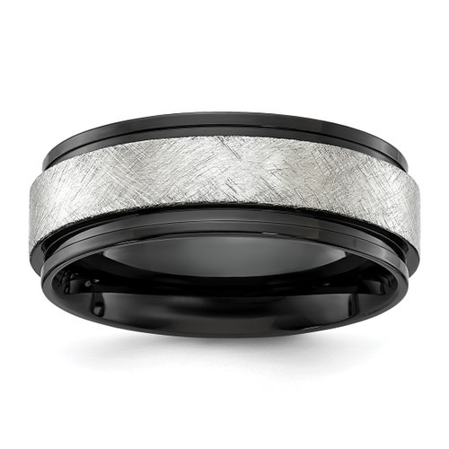Chisel Titanium Polished with Brushed Center Black Ion-Plated 8 mm Wedding Band