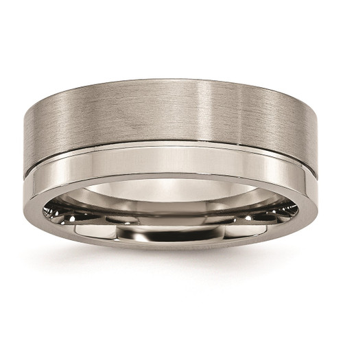 Titanium Grooved 8 mm Brushed and Polished Wedding Band - TB61