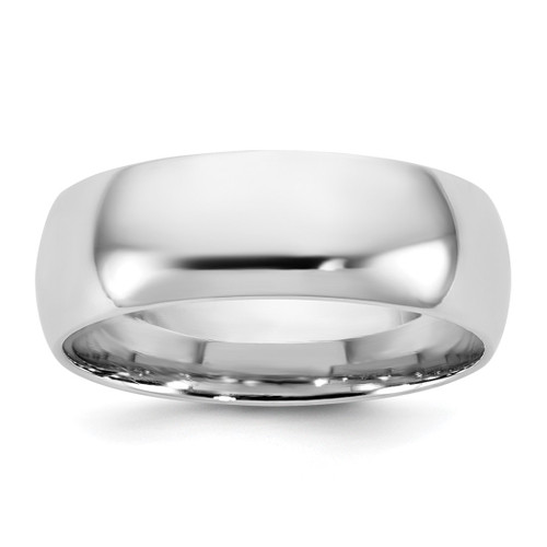 Rhodium-Plated 14K White Gold 6.5 mm Standard Comfort Fit Wedding Band, Domed