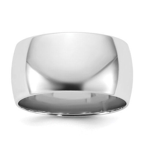 Rhodium-Plated 14K White Gold 10 mm Standard Comfort Fit Wedding Band, Domed