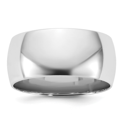 Rhodium-Plated 14K White Gold 9 mm Lightweight Comfort Fit Wedding Band, Domed