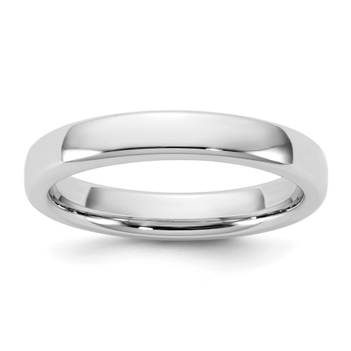 Rhodium-Plated 14K White Gold 3.5 mm European Comfort Fit Wedding Band, Domed
