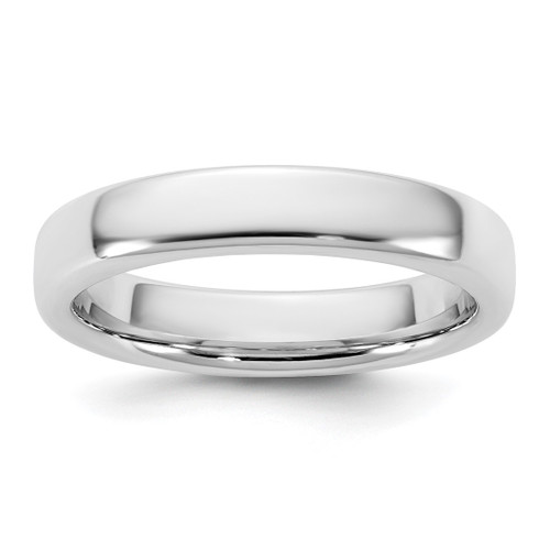 Rhodium-Plated 14K White Gold 4 mm European Comfort Fit Wedding Band, Domed