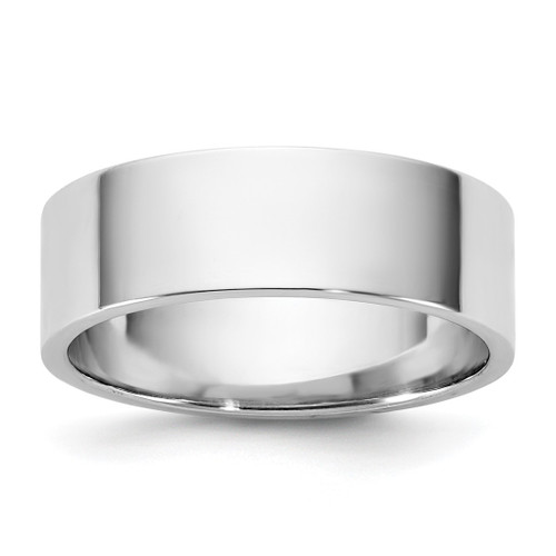 Rhodium-Plated 14K White Gold 6.5 mm Lightweight Flat Wedding Band