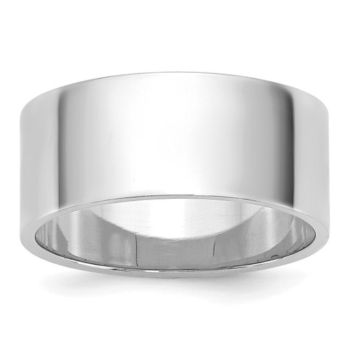Rhodium-Plated 14K White Gold 8 mm Lightweight Flat Wedding Band