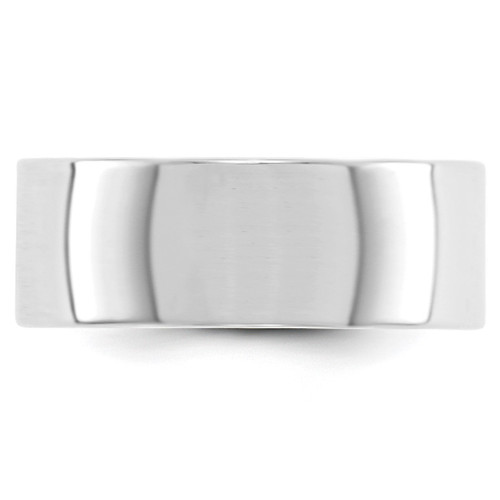 Rhodium-Plated 14K White Gold 8 mm Lightweight Flat Wedding Band - View 2