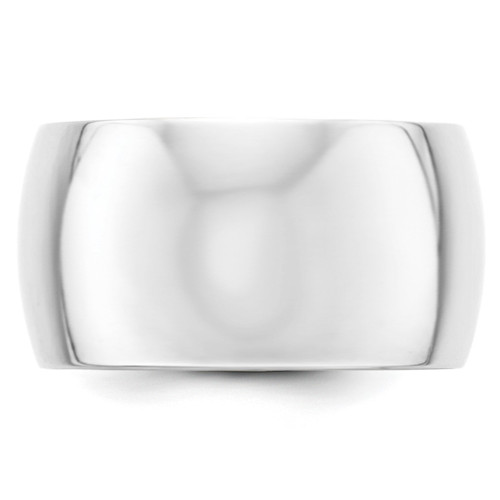Rhodium-Plated 14K White Gold 12 mm Half-Round Wedding Band - View 2