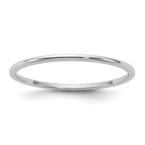 Rhodium-Plated 14K White Gold 1 mm Lightweight Half Round Wedding Band