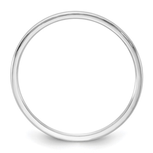 Rhodium-Plated 14K White Gold 1 mm Lightweight Half Round Wedding Band - View 2
