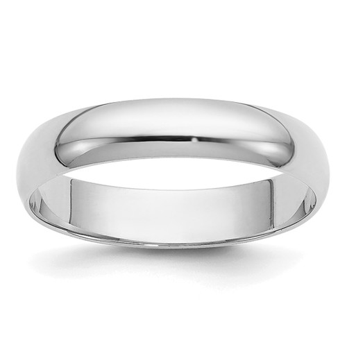Rhodium-Plated 14K White Gold 3.5 mm Lightweight Half Round Wedding Band