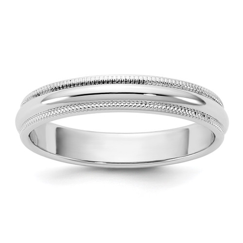 Rhodium-Plated 14K White Gold 3.5 mm Milgrain Half Round Wedding Band