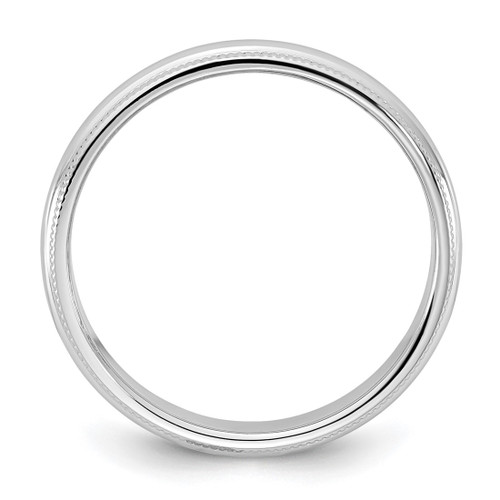 Rhodium-Plated 14K White Gold 3.5 mm Milgrain Half Round Wedding Band - View 2