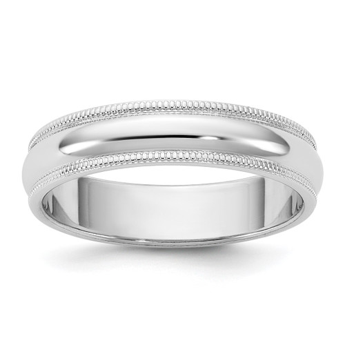 Rhodium-Plated 14K White Gold 4.5 mm Milgrain Half Round Wedding Band