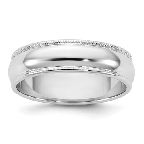 Rhodium-Plated 14K White Gold 5.5 mm Milgrain Half Round Wedding Band