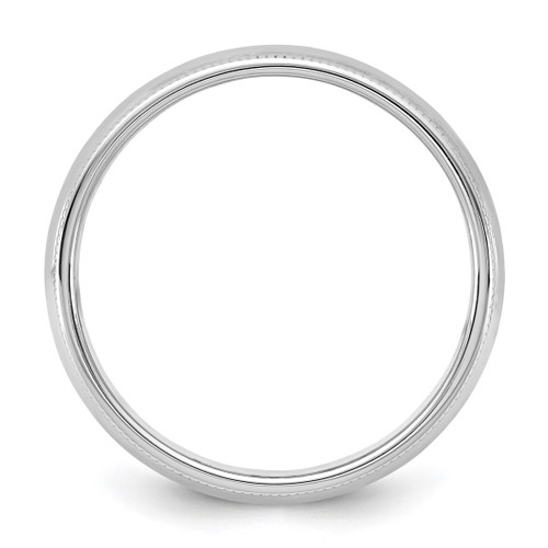 Rhodium-Plated 14K White Gold 5.5 mm Milgrain Half Round Wedding Band - View 2