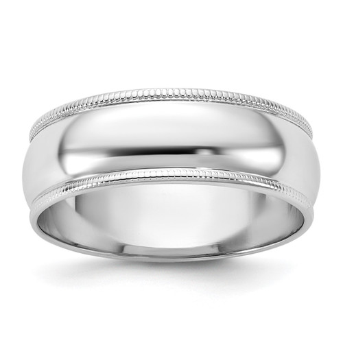 Rhodium-Plated 14K White Gold 6.5 mm Milgrain Half Round Wedding Band