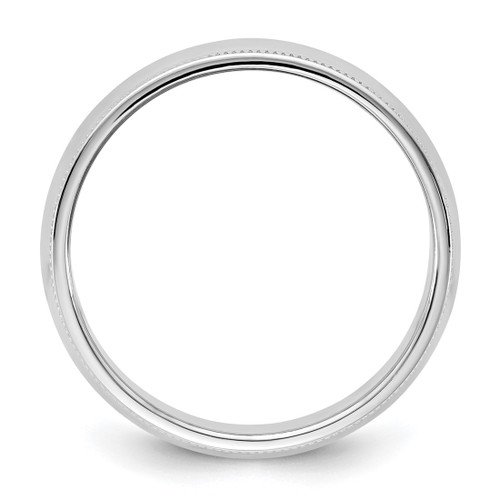 Rhodium-Plated 14K White Gold 6.5 mm Milgrain Half Round Wedding Band - View 2