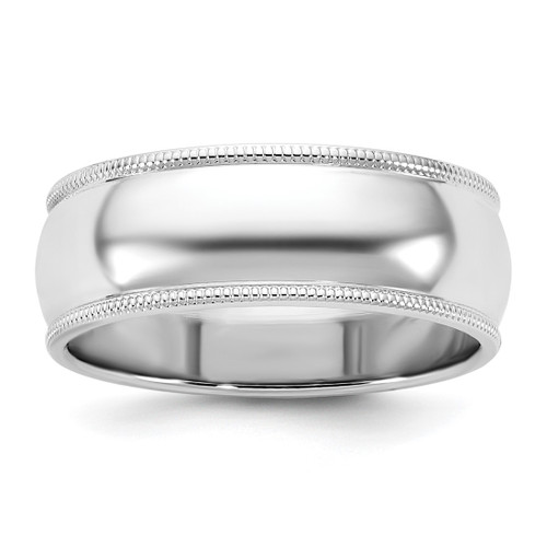 Rhodium-Plated 14K White Gold 7 mm Milgrain Half Round Wedding Band
