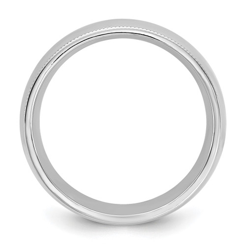 Rhodium-Plated 14K White Gold 7 mm Milgrain Comfort Fit Wedding Band, Half Round - View 2